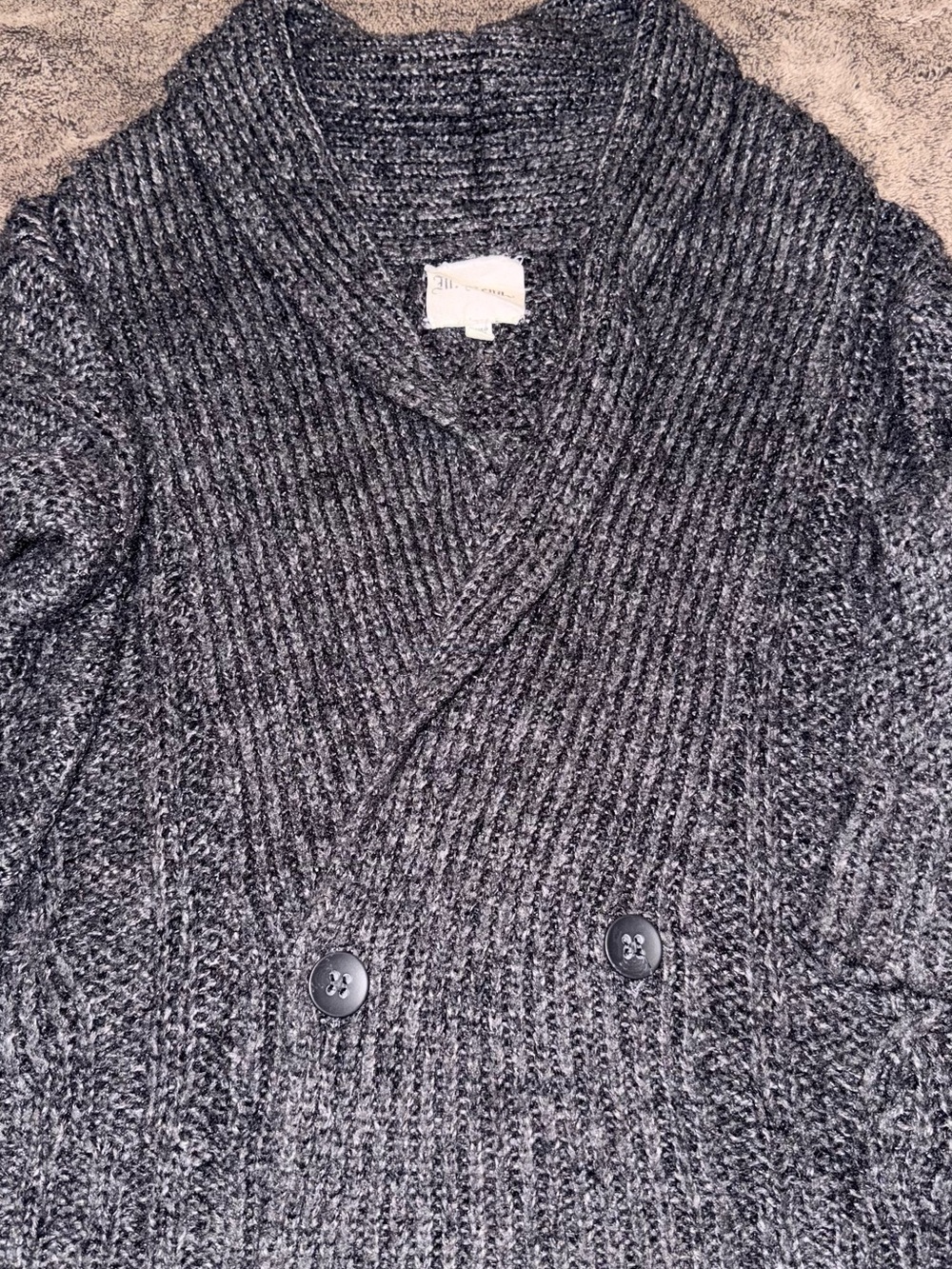 M. Rena Women's Shawl Collar Double-Breasted Cardigan - Charcoal